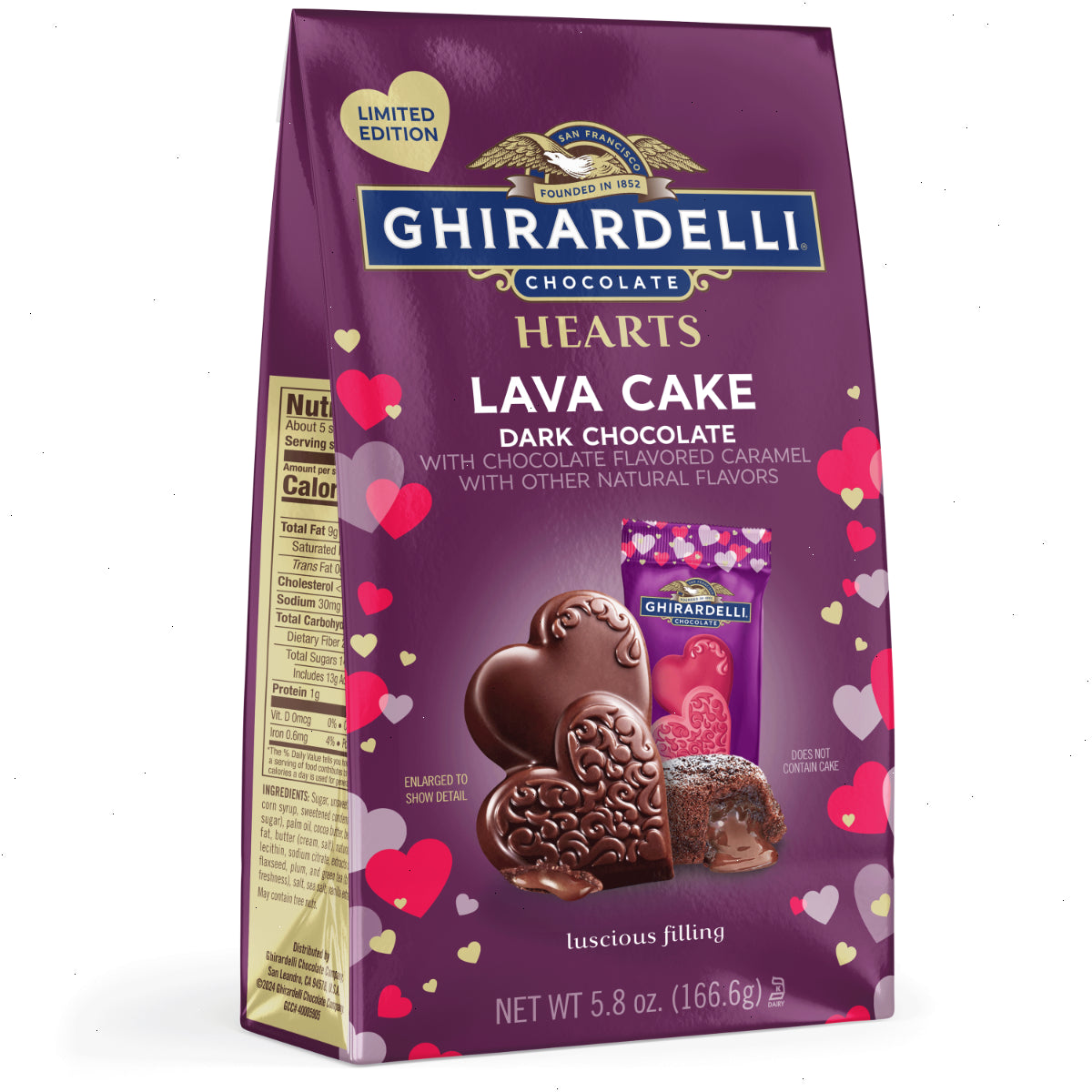 Dark Chocolate Lava Cake Hearts Large Bag (Case of 12)