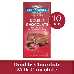 Double Chocolate Milk Chocolate Squares Bars with Chocolate Filling (case of 10)